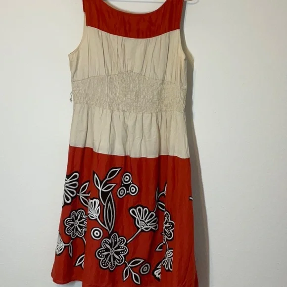 Anthropologie Lithe Sleeveless Embroidered Dress Silk Cotton Size 12 - Picture 4 of 9